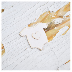 Dekorpappe Die Cut Chipboard - Kid`s - Baby-Body mit Herz 2tlg - Kreatywna Pracownia